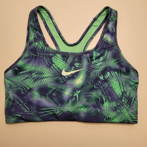 NIKE Woman's Pro Classic Swoosh Notebook Training Sports Bra Green Size Medium - Picture 7 of 8
